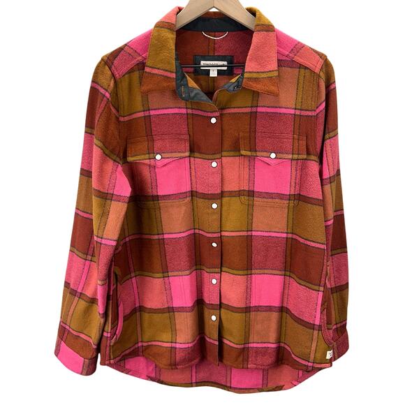 Toad & Co. Folk Yeah Plaid Shirt Jacket Women's Size L Taffy Recycled Wool Blend - Picture 4 of 11